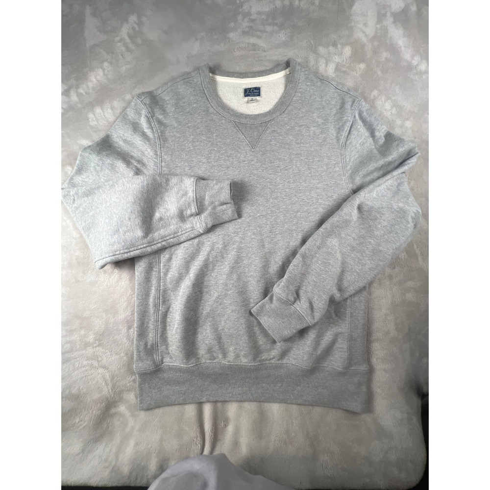 J.Crew Vintage Fleece Mens Medium Heather Gray Crewneck Sweatshirt Ribbed Gusset